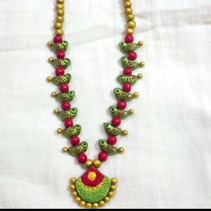 Necklace, hand made terracotta jewelry